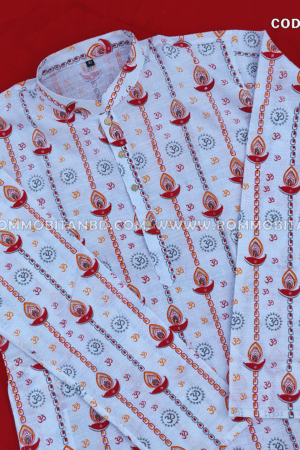 PUJA SPECIAL SCREEN PRINT COTTON PANJABI