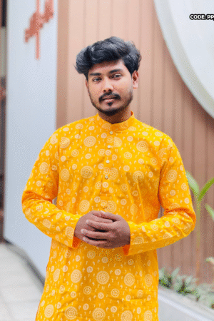 PUJA SPECIAL SCREEN PRINT COTTON PANJABI