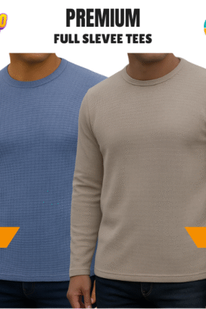 Premium Export Quality Waffle Full Sleeve Tee-Shirt (Two Pieces Combo)