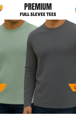 Premium Export Quality Waffle Full Sleeve Tee-Shirt (Two Pieces Combo)