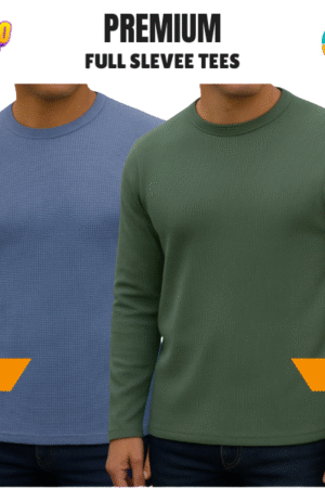 Premium Export Quality Waffle Full Sleeve Tee-Shirt (Two Pieces Combo)