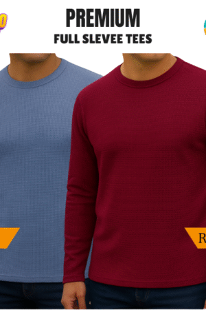 Premium Export Quality Waffle Full Sleeve Tee-Shirt (Two Pieces Combo)