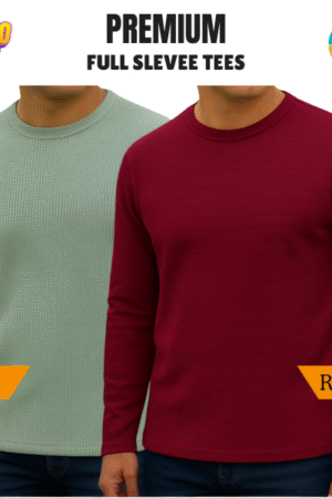Premium Export Quality Waffle Full Sleeve Tee-Shirt (Two Pieces Combo)
