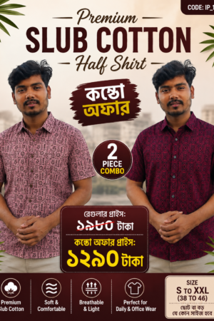 Premium Slab Cotton Half Shirt | Aarong Slab Cotton | Summer Collection